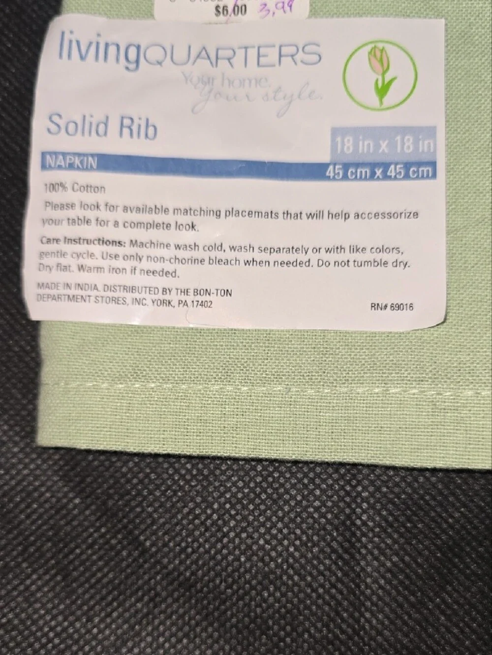 Light Green Kitchen Napkin - Set Of Four
